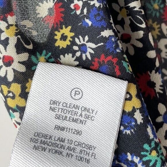 DEREK LAM 10 Crosby Top Womens 2 Sleeveless 100% Silk Floral Blouse Tassels - Picture 13 of 13